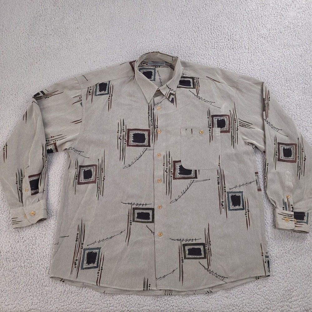 Vintage Maxini Collezione Shirt‎ Mens XL Gray Designer Button Down Long Sleeve